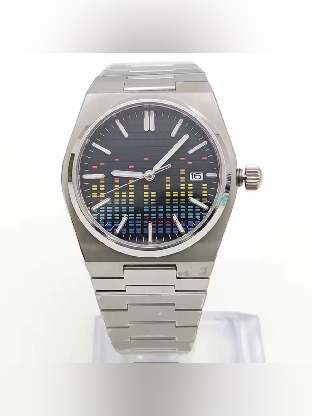 Custom Stainless Steel Integrated Bracelet Automatic watch + extra strap